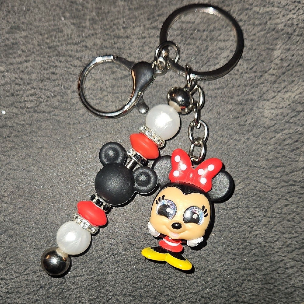 Minnie Mouse Disney Doorables Handcrafted Keychain with Beads